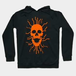 Cyber Skull - orange Hoodie